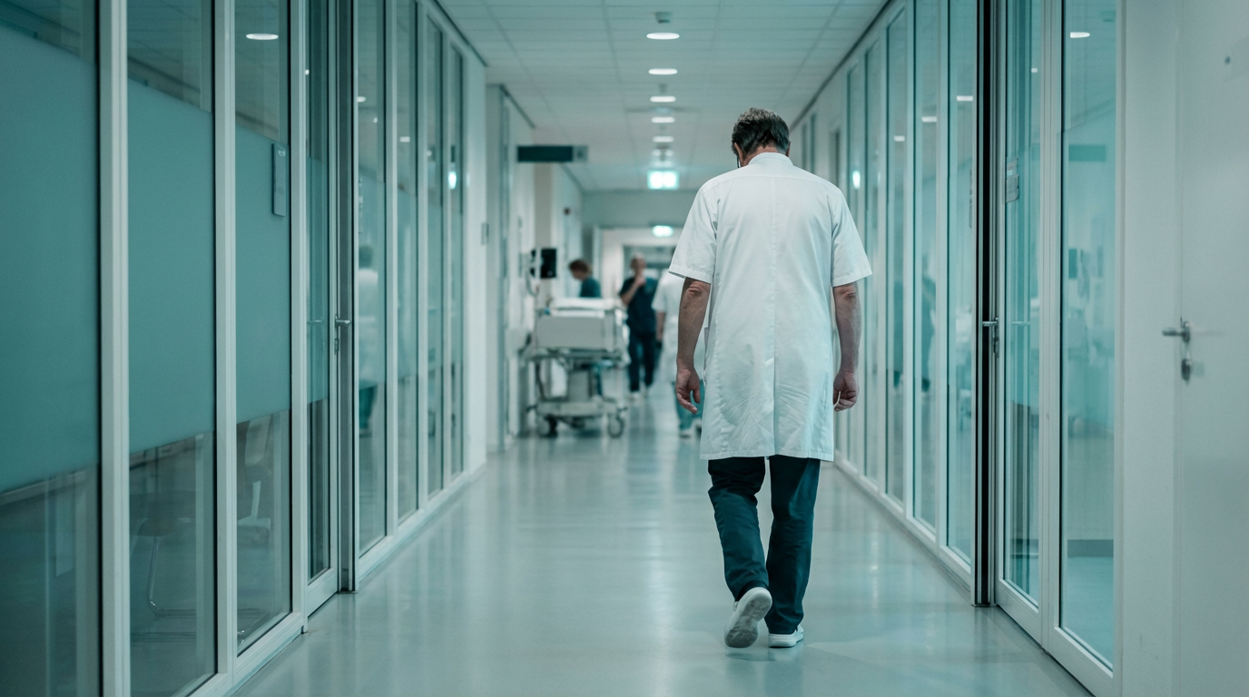 Ziekenhuisgang in Nederland, zorgpersoneel in witte jassen